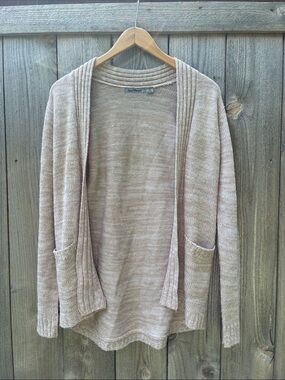 Jason Maxwell Beige Open-Front Knit Cardigan